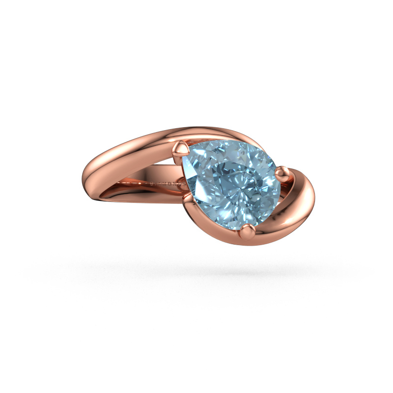Immagine di Anello di fidanzamento Aida PER 585 oro rosa Diamante lab grown blu 9x7 mm