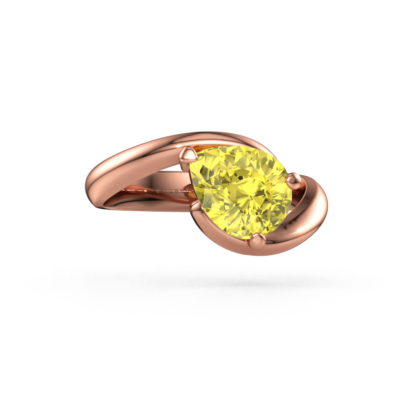 Immagine di Anello di fidanzamento Aida PER 585 oro rosa Diamante lab grown giallo 9x7 mm