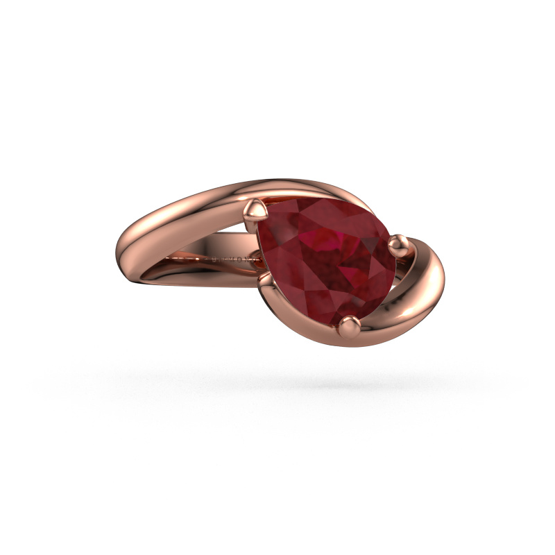 Image of Engagement ring Aida PER 585 rose gold Ruby 9x7 mm