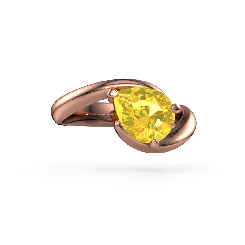Image of Engagement ring Aida PER 585 rose gold Yellow sapphire 9x7 mm