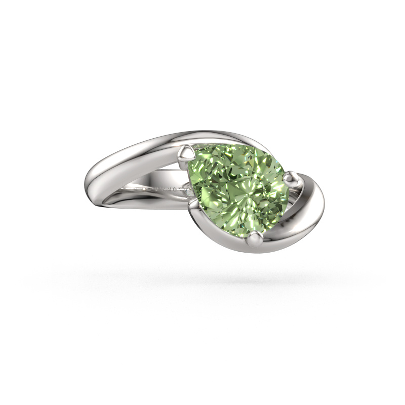 Bild av Förlovningsring Aida PER 585 vitt guld Grön labbodlad diamant 9x7 mm