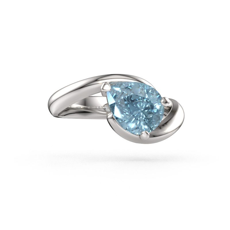 Bild av Förlovningsring Aida PER 585 vitt guld Blå labbodlad diamant 9x7 mm