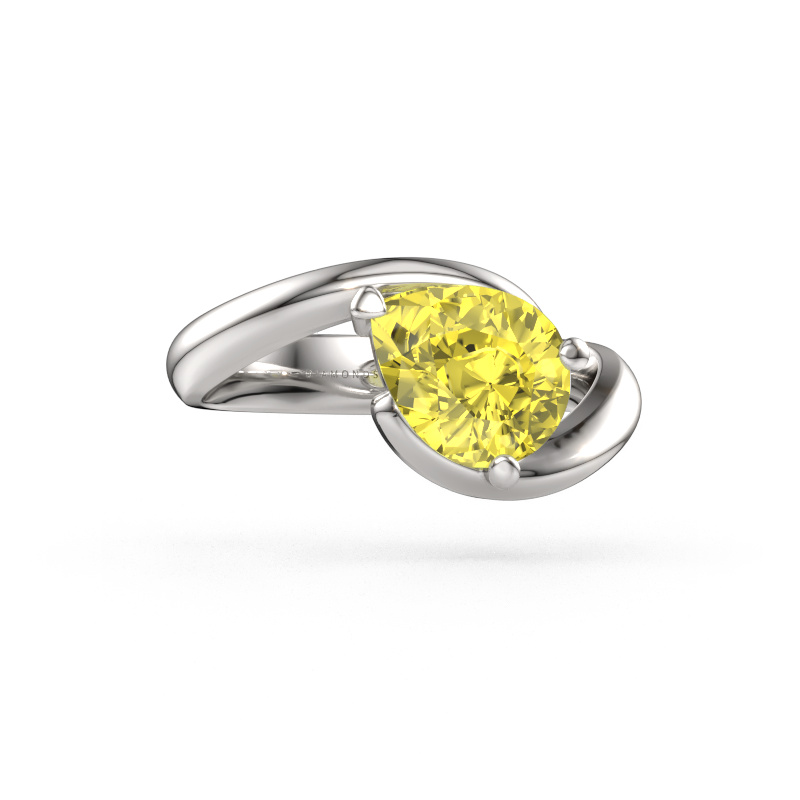Immagine di Anello di fidanzamento Aida PER 950 platino Diamante lab grown giallo 9x7 mm