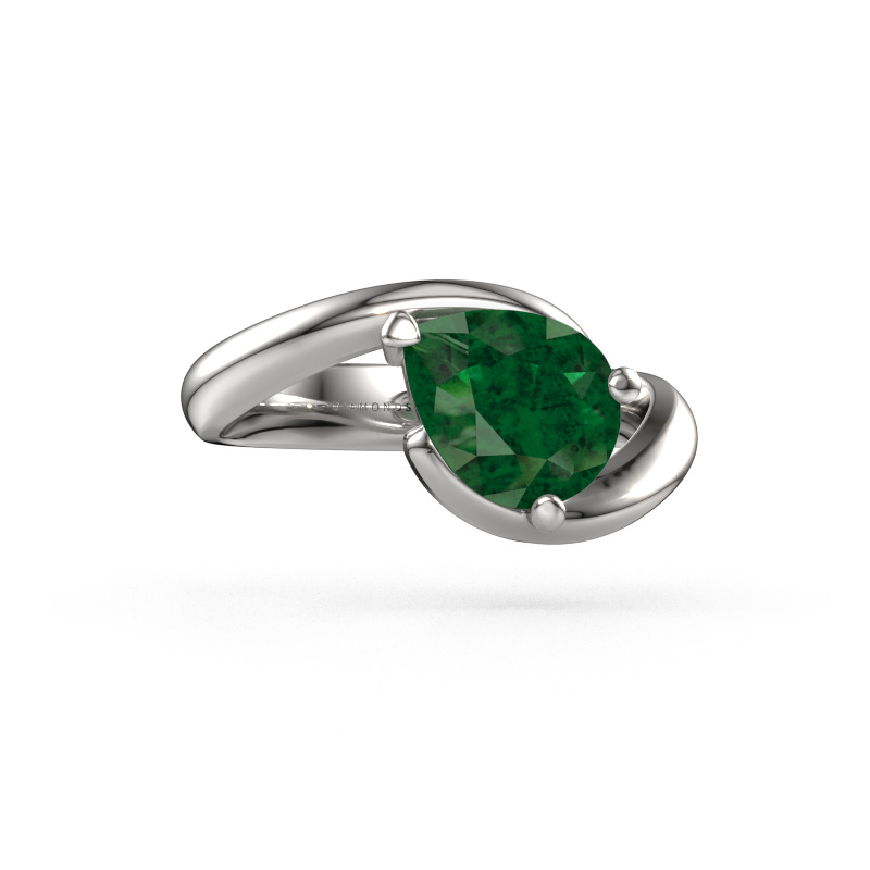 Image of Engagement ring Aida PER 585 white gold Emerald 9x7 mm