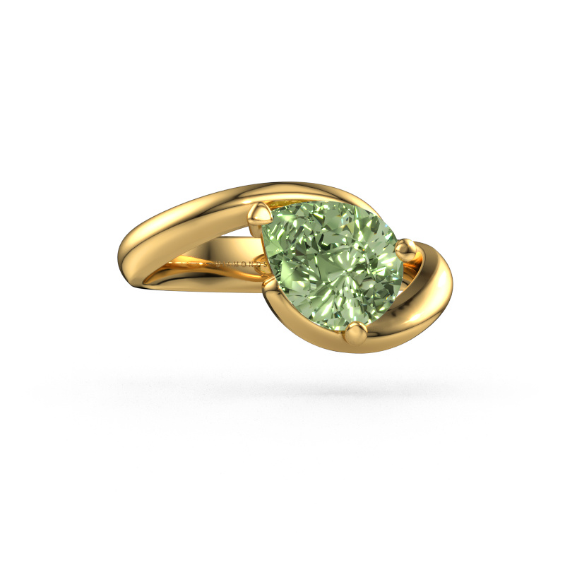 Image of Engagement ring Aida PER 585 gold Green lab grown diamond 9x7 mm