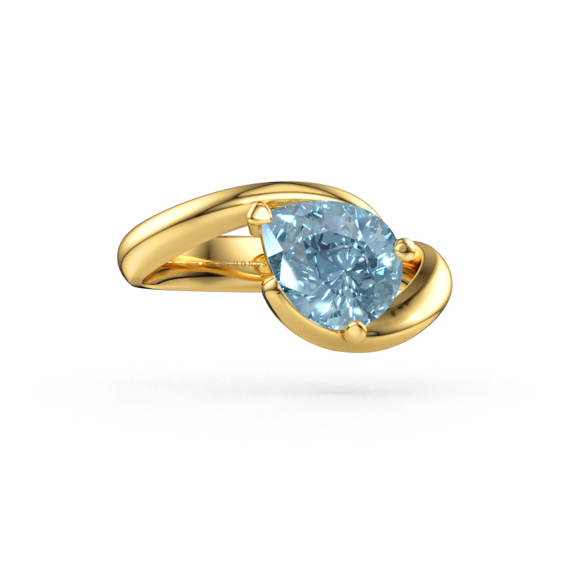 Image of Engagement ring Aida PER 585 gold Blue lab grown diamond 9x7 mm