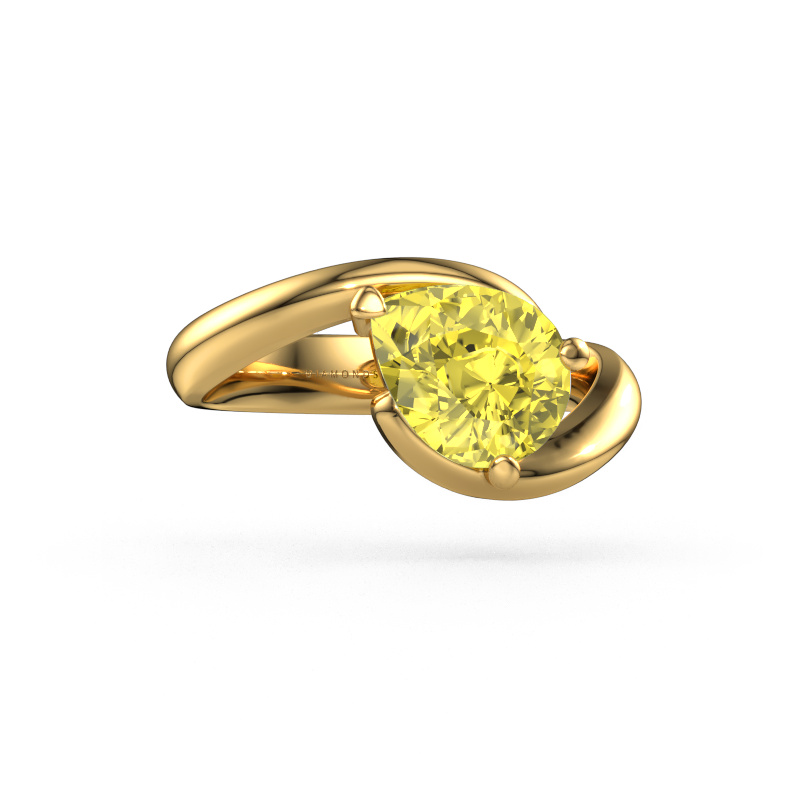 Image of Engagement ring Aida PER 585 gold Yellow lab grown diamond 9x7 mm