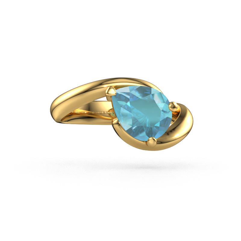 Image of Engagement ring Aida PER 585 gold Blue topaz 9x7 mm