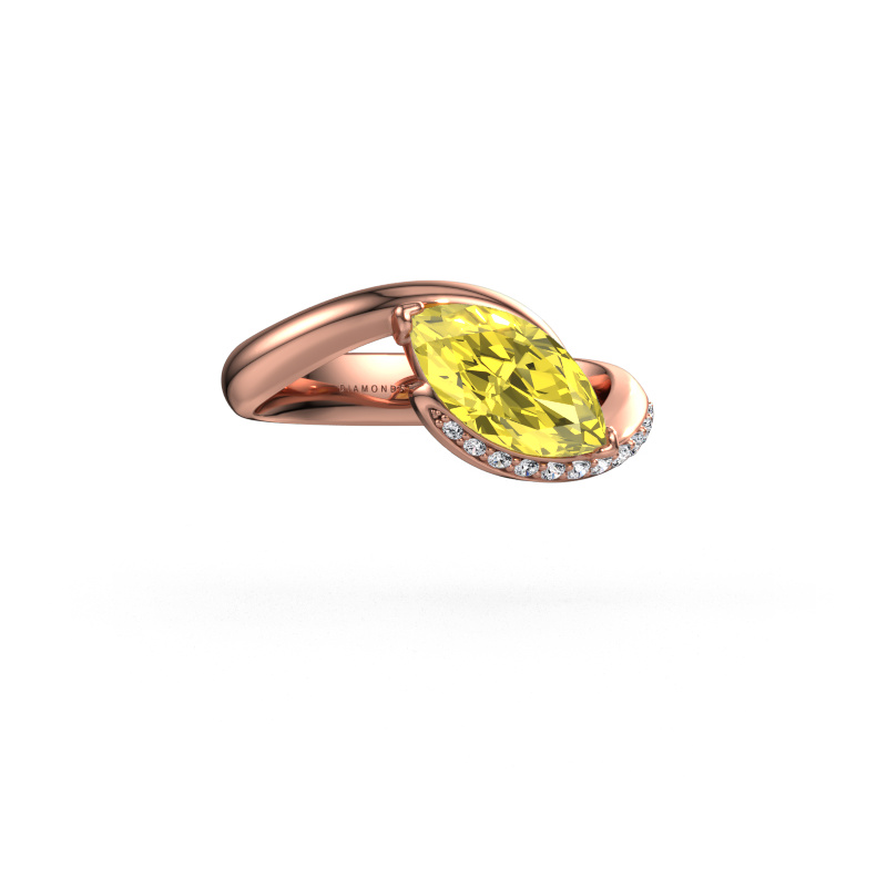 Image de Bague de fiançailles Aida MRQ side 585 or rose Diamants synthétiques jaune 11x5.5 mm