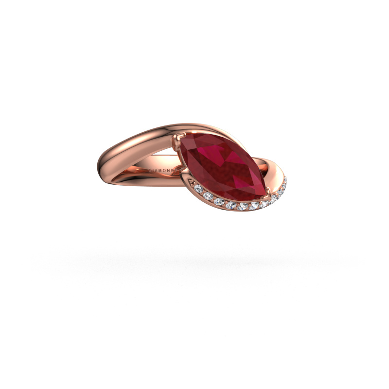 Image de Bague de fiançailles Aida MRQ side 585 or rose Rubis 11x5.5 mm