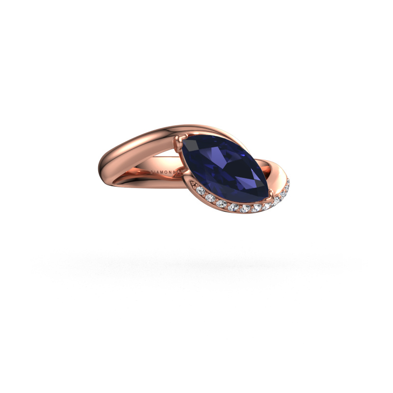 Image of Engagement ring Aida MRQ side 585 rose gold Sapphire 11x5.5 mm
