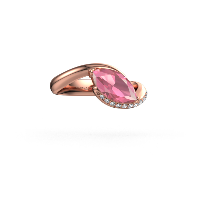 Image of Engagement ring Aida MRQ side 585 rose gold Tourmaline pink 11x5.5 mm