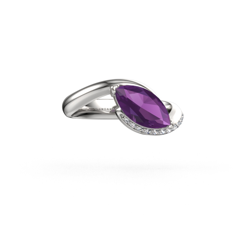 Image of Engagement ring Aida MRQ side 585 white gold Amethyst 11x5.5 mm