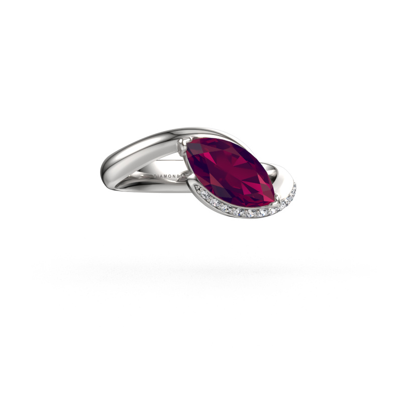 Image of Engagement ring Aida MRQ side 950 platinum Rhodolite 11x5.5 mm