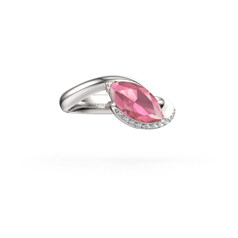 Immagine di Anello di fidanzamento Aida MRQ side 585 oro bianco Tormalina rosa 11x5.5 mm