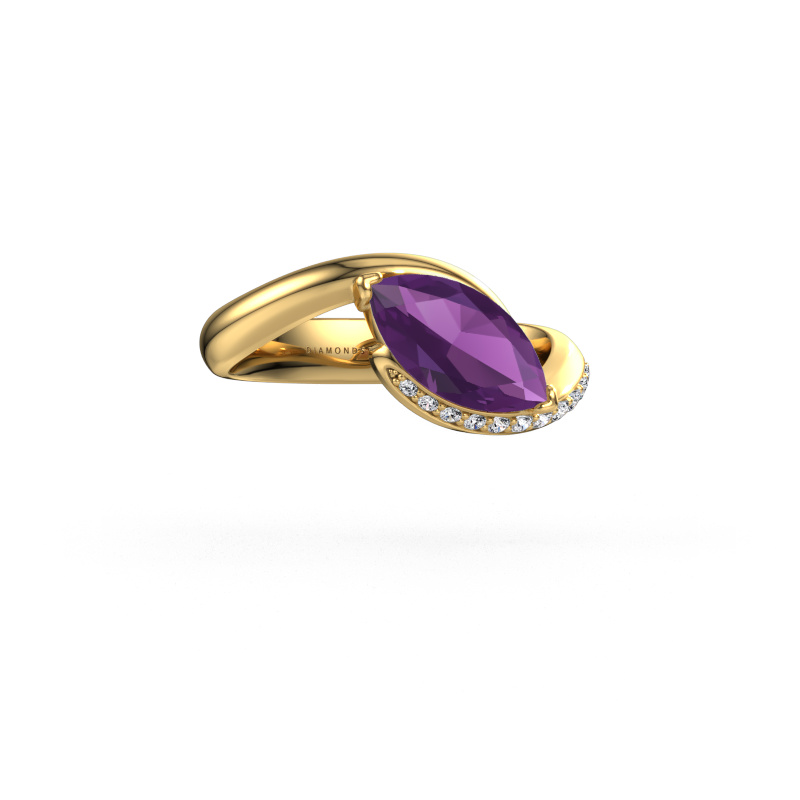 Image de Bague de fiançailles Aida MRQ side 585 or jaune Améthyste 11x5.5 mm