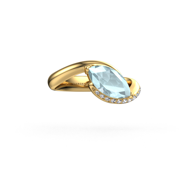 Bild von Verlobungsring Aida MRQ side 585 Gold Aquamarin 11x5.5 mm