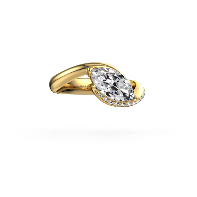 Image of Engagement ring Aida MRQ side 585 gold Lab-grown diamond 1.358 crt