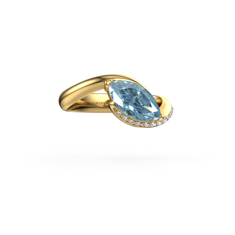Image de Bague de fiançailles Aida MRQ side 585 or jaune Diamant synthétique bleu 11x5.5 mm