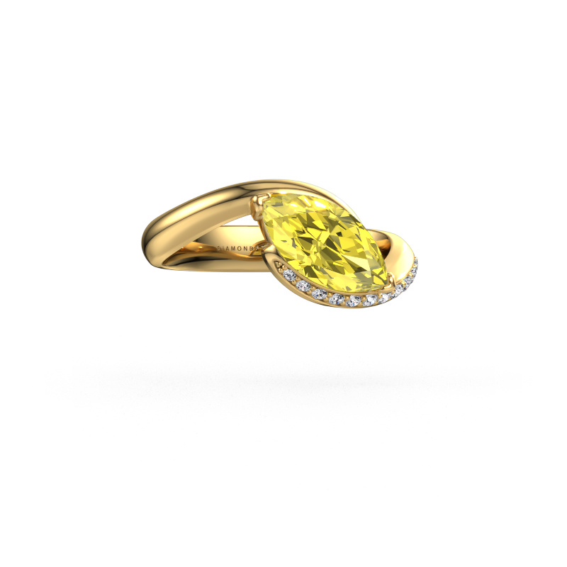 Image of Engagement ring Aida MRQ side 585 gold Yellow lab grown diamond 11x5.5 mm