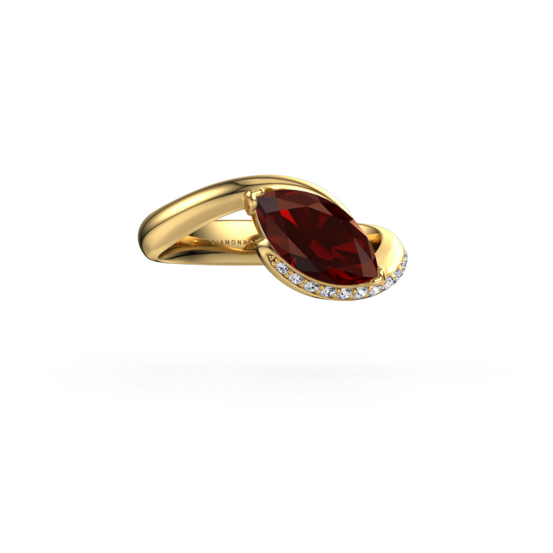 Image of Engagement ring Aida MRQ side 585 gold Garnet 11x5.5 mm