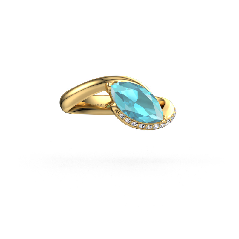 Image of Engagement ring Aida MRQ side 585 gold Blue topaz 11x5.5 mm