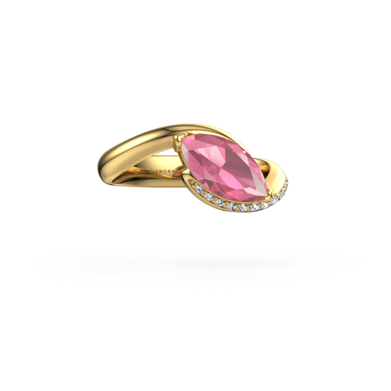 Image of Engagement ring Aida MRQ side 585 gold Tourmaline pink 11x5.5 mm