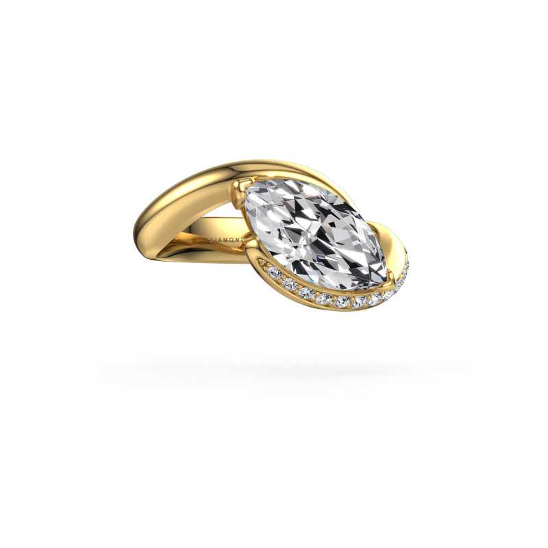 Image of Engagement ring Aida MRQ side 585 gold Diamond 2.159 crt