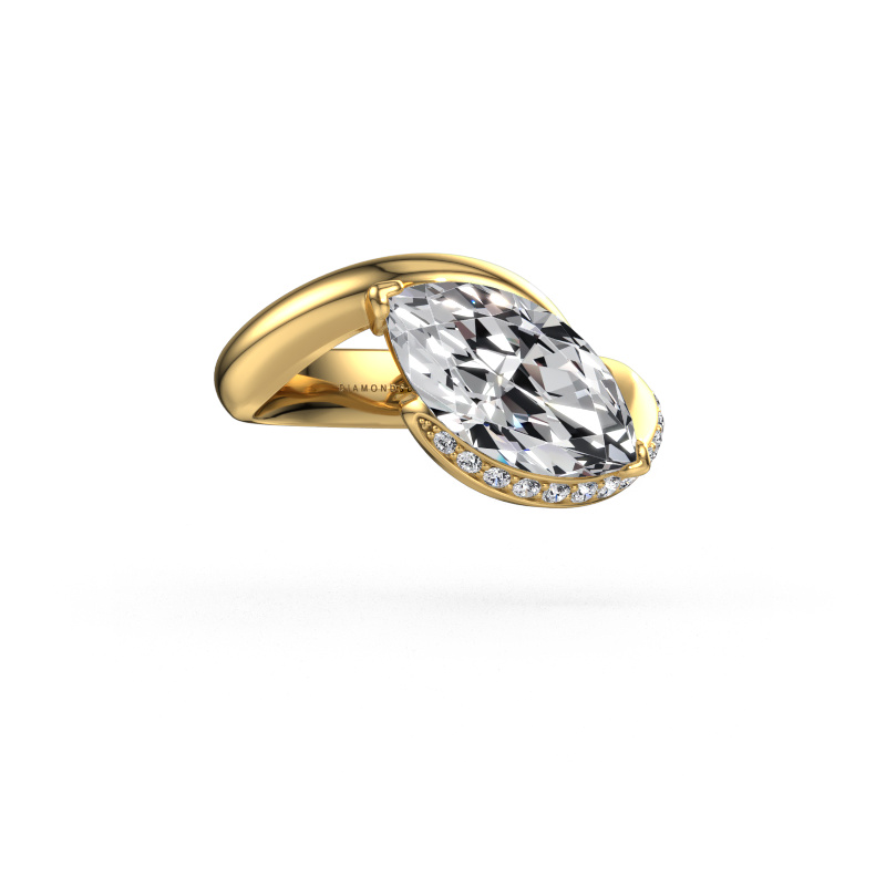 Image of Engagement ring Aida MRQ side 585 gold Lab grown diamond 2.667 crt