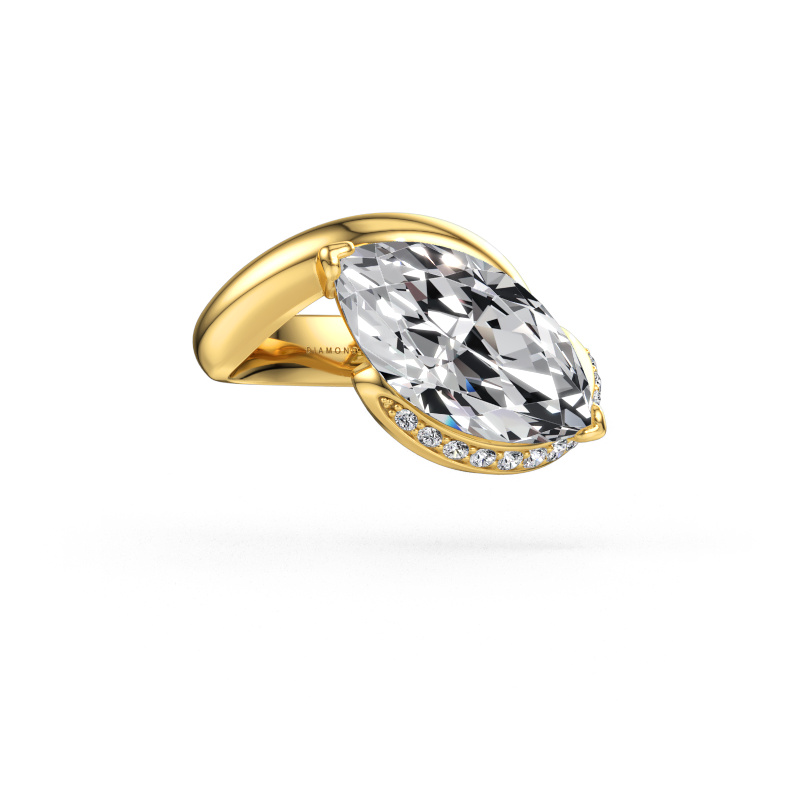 Bild av Förlovningsring Aida MRQ side 585 gult guld Labbodlad diamant 4.043 crt