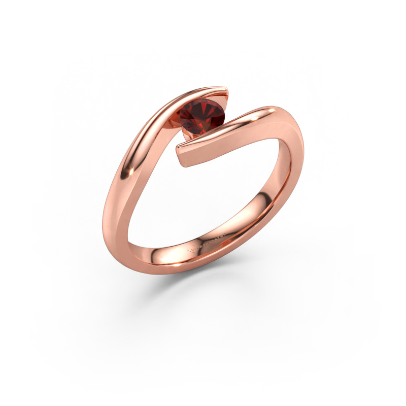 Bild av Förlovningsring Alaina 585 roséguld Granat 4 mm