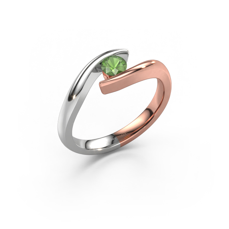 Image de Bague de fiançailles Alaina 585 or rose Vert tourmaline 4 mm
