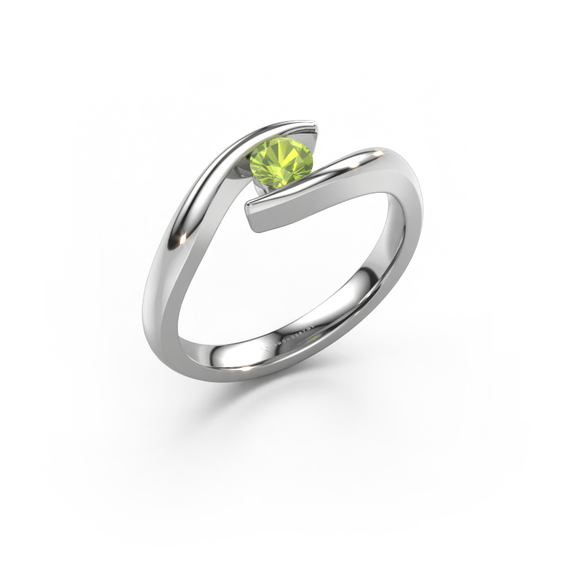 Image of Engagement ring Alaina 585 white gold Peridot 4 mm