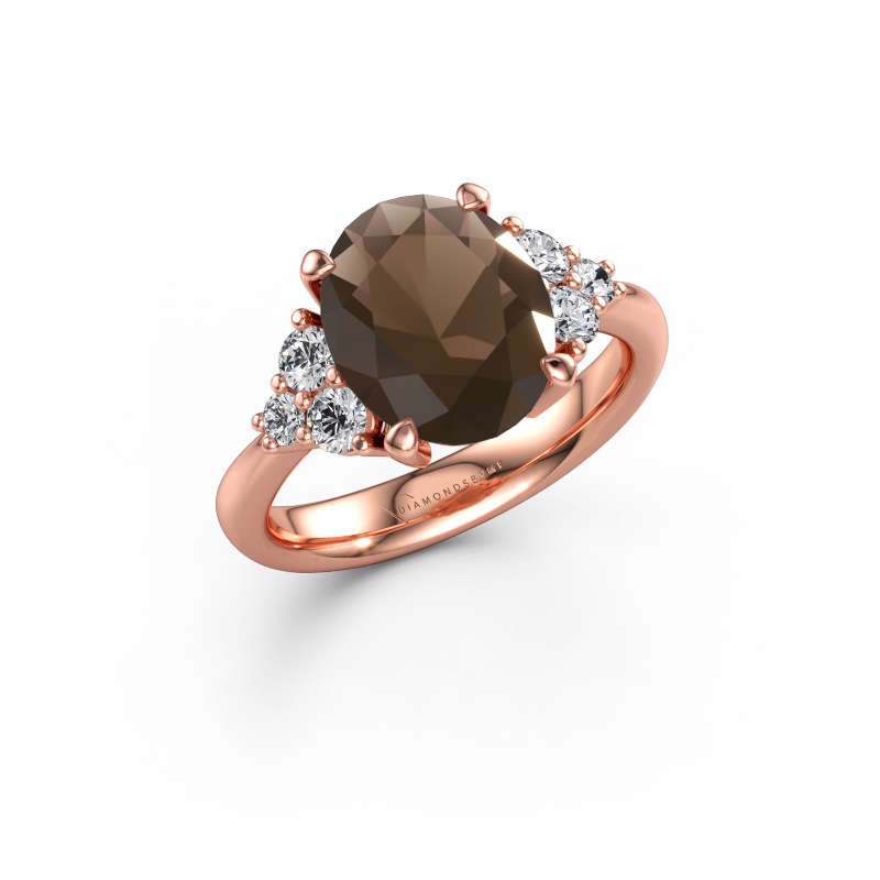 Immagine di Anello di fidanzamento Aleida OVL 1 585 oro rosa Quarzo fumé 9x7 mm