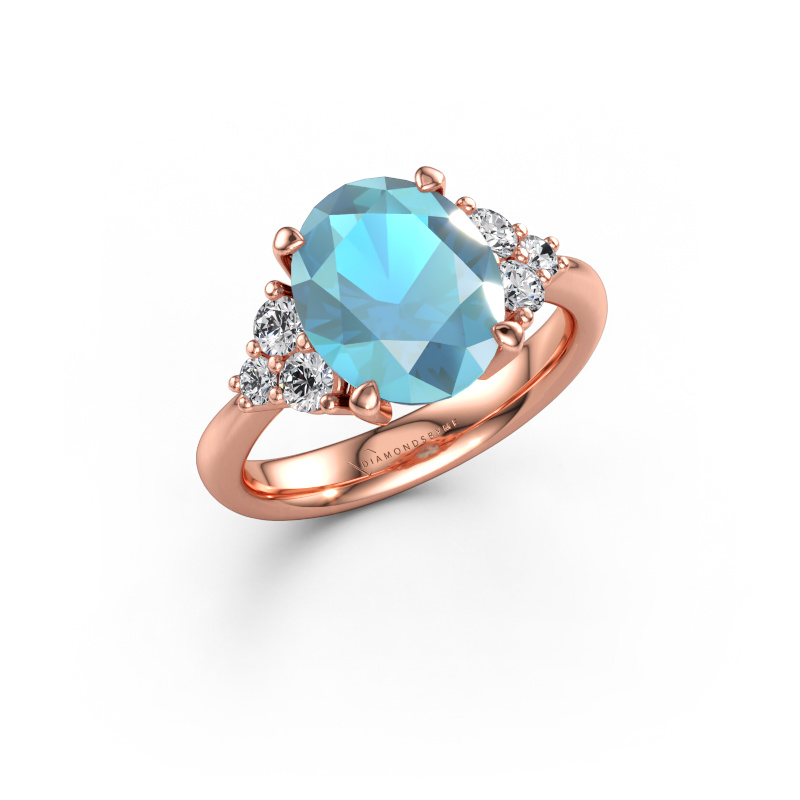 Bild av Förlovningsring Aleida OVL 1 585 roséguld Blå topas 9x7 mm