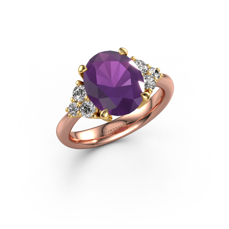 Image of Engagement ring Aleida OVL 1 585 rose gold Amethyst 9x7 mm