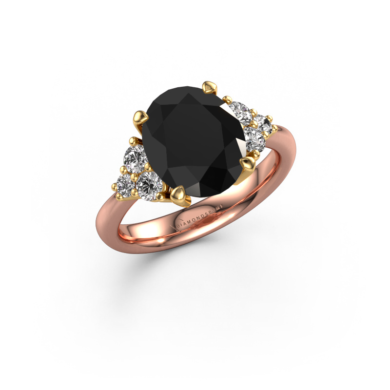 Image of Engagement ring Aleida OVL 1 585 rose gold Black diamond 2.396 crt