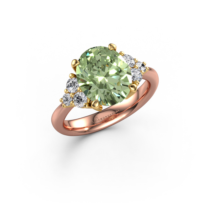 Bild von Verlobungsring Aleida OVL 1 585 Roségold Grüner Labor-Diamant 9x7 mm