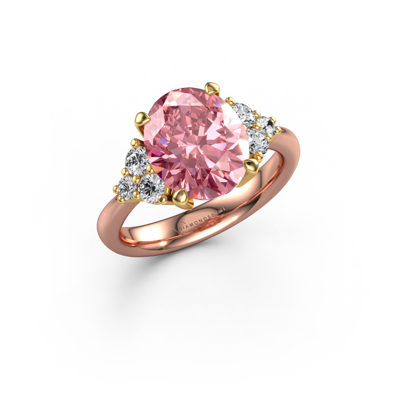 Image of Engagement ring Aleida OVL 1 585 rose gold Pink lab grown diamond 9x7 mm