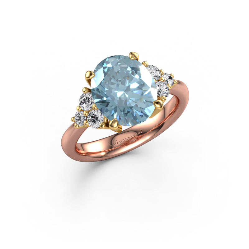 Bild von Verlobungsring Aleida OVL 1 585 Roségold Blauer Labordiamant 9x7 mm