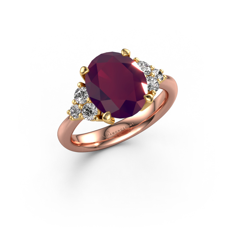 Bild von Verlobungsring Aleida OVL 1 585 Roségold Rhodolit 9x7 mm