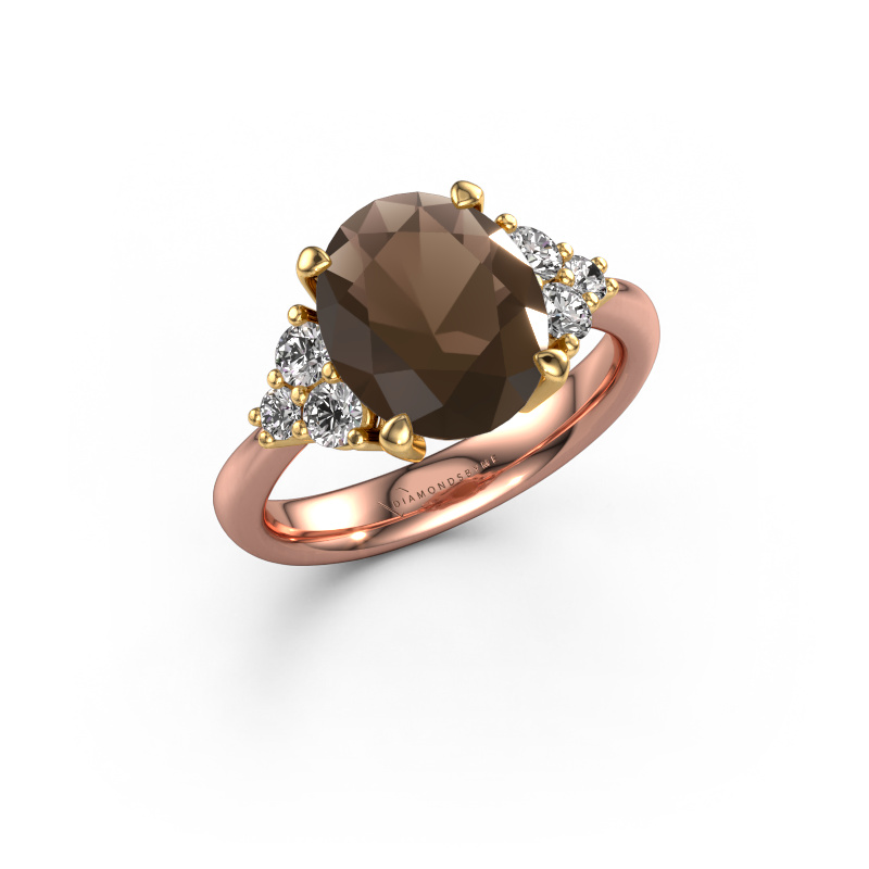 Bild von Verlobungsring Aleida OVL 1 585 Roségold Rauchquarz 9x7 mm