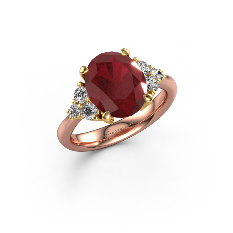 Image de Bague de fiançailles Aleida OVL 1 585 or rose Rubis 9x7 mm