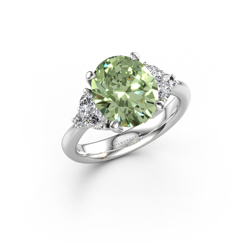 Immagine di Anello di fidanzamento Aleida OVL 1 950 platino Diamante lab grown verde 9x7 mm