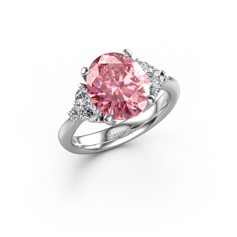 Image of Engagement ring Aleida OVL 1 950 platinum Pink lab grown diamond 9x7 mm