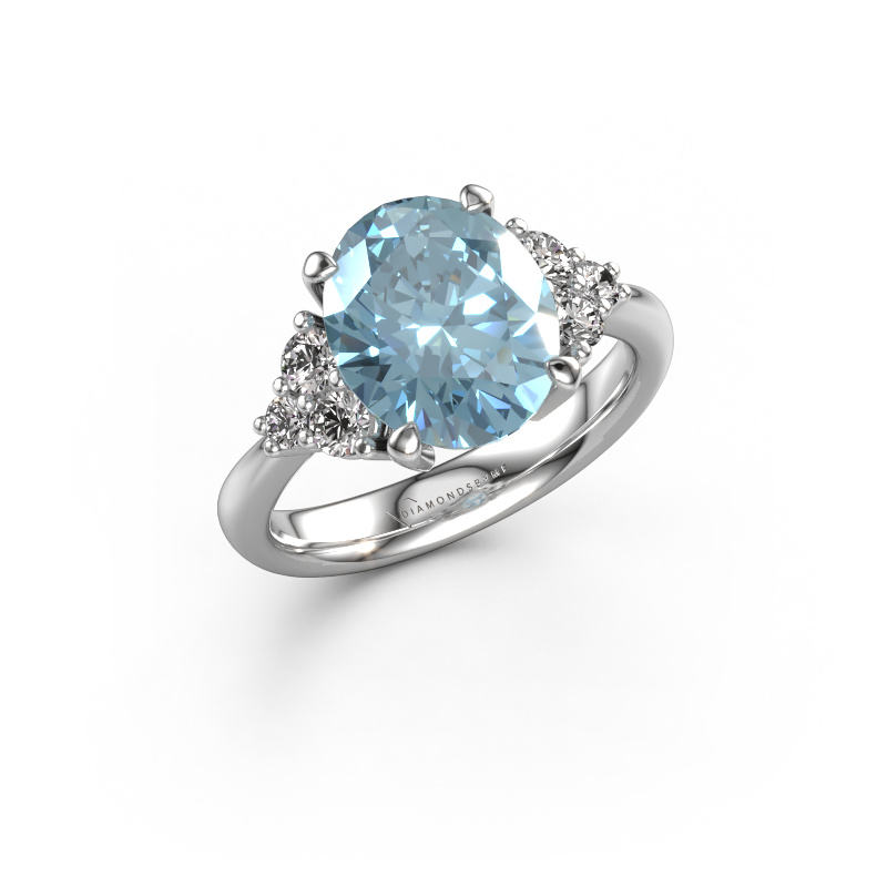 Image of Engagement ring Aleida OVL 1 950 platinum Blue lab grown diamond 9x7 mm