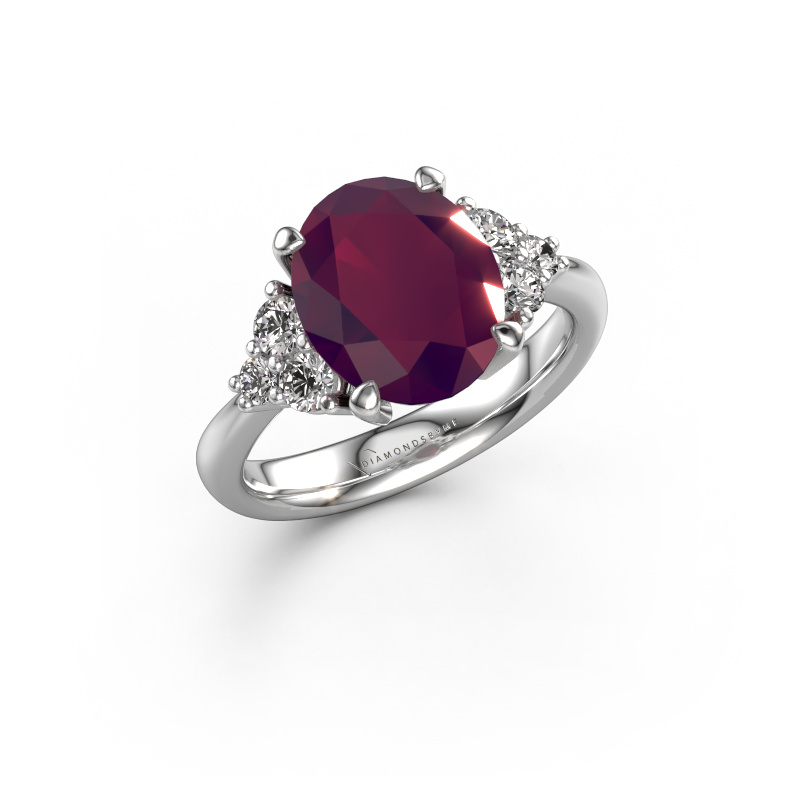 Image de Bague de fiançailles Aleida OVL 1 950 platine Rhodolite 9x7 mm