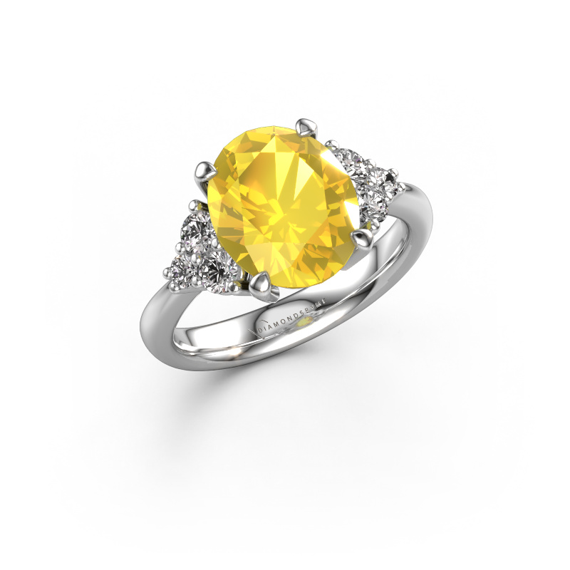 Image of Engagement ring Aleida OVL 1 950 platinum Yellow sapphire 9x7 mm