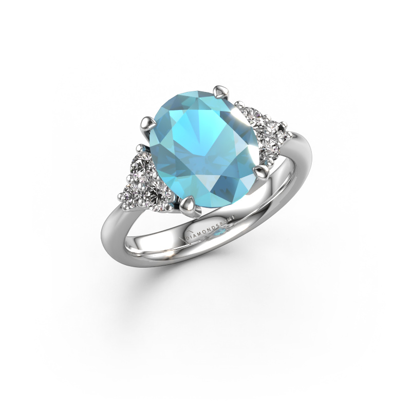 Image of Engagement ring Aleida OVL 1 950 platinum Blue topaz 9x7 mm
