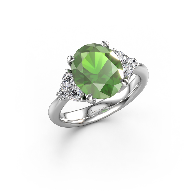 Image de Bague de fiançailles Aleida OVL 1 950 platine Vert tourmaline 9x7 mm